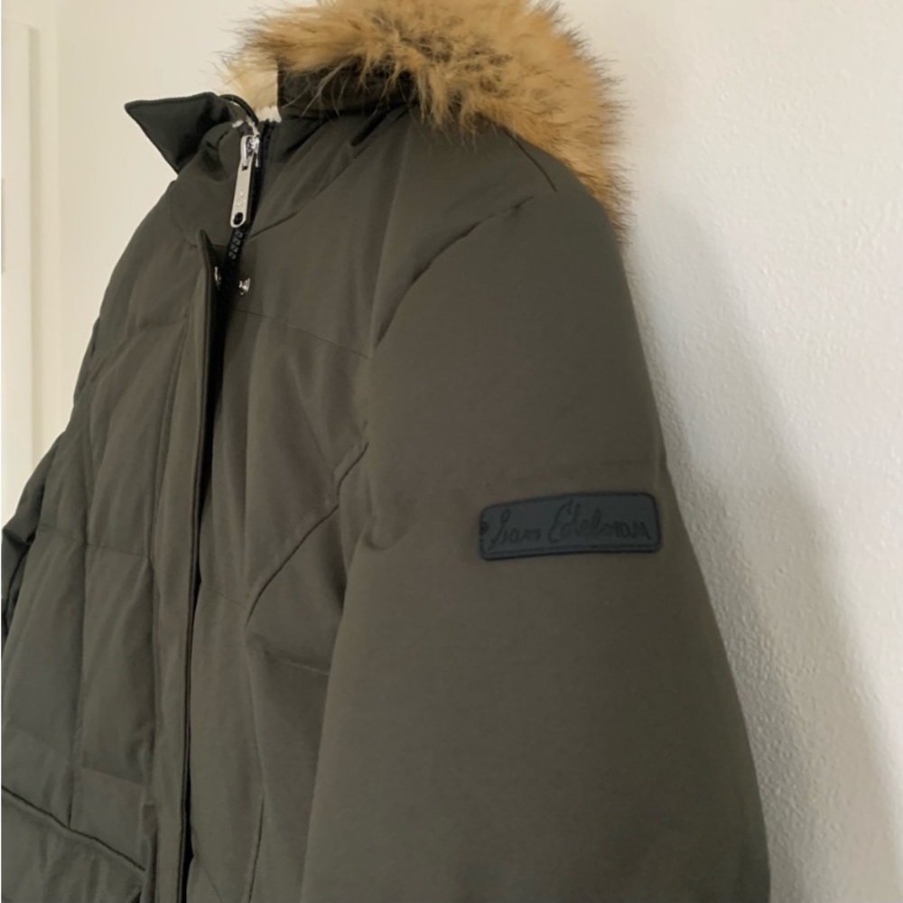 Like New Sam Edelman Loden olive green faux fur hood puffer parka jacket XS - Picture 7 of 10